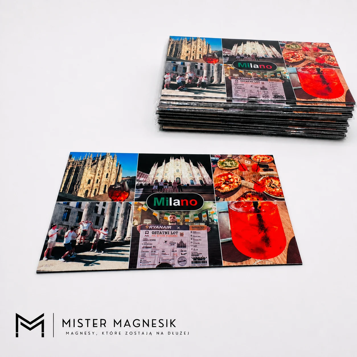 Fotomagnes z kolażem zdjęć z podróży do Mediolanu wykonany przez Mister Magnesik